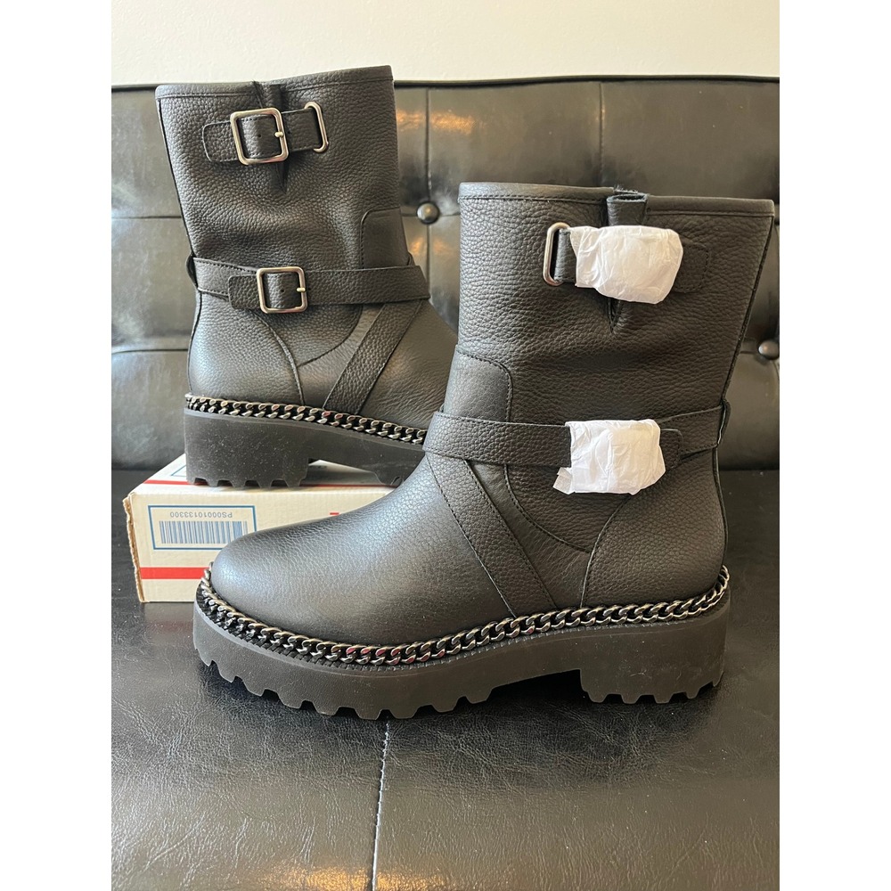 Vince Camuto Messtia Black Leather Platform Lug Sole Boots